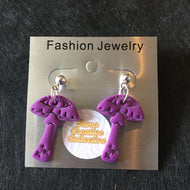 Purple Mushroom Earrings