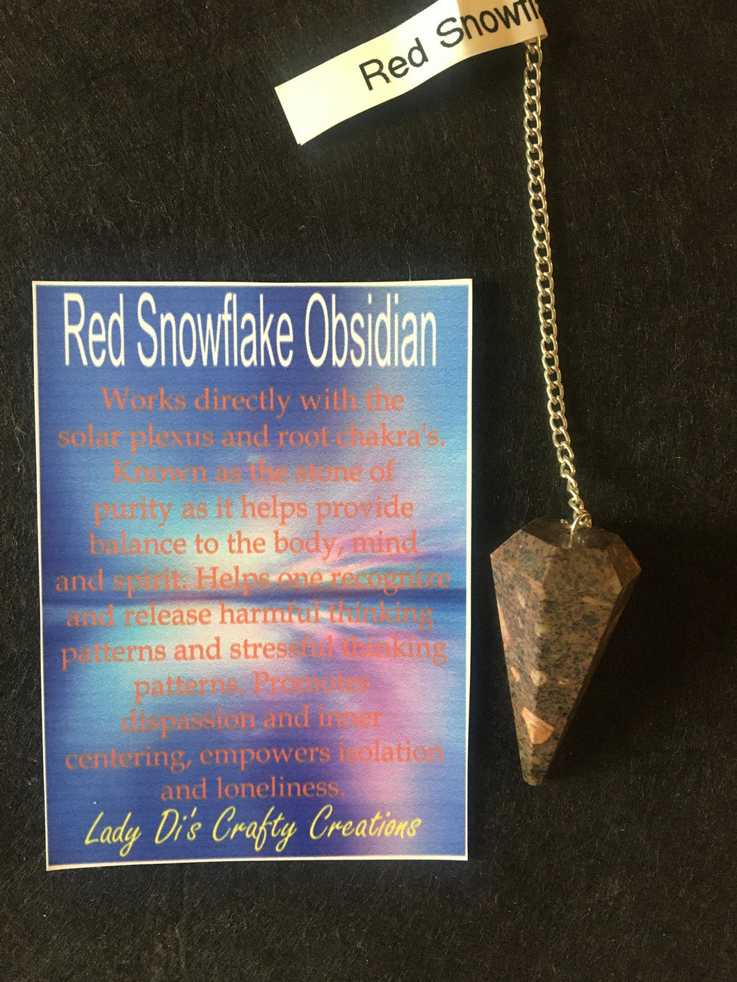 Red Snowflake Obsidian Pendulum