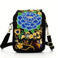 Embroidered Blue Crossbody Bag