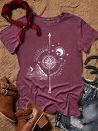 Red Compass Print T-shirt XXL