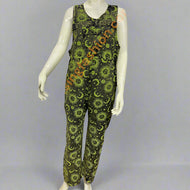 Cotton Multi Print Jungle Green Sun Moon Overall