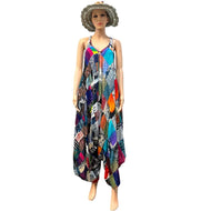 Rayon Multi Color Patchwork Tie Knot Jumpsuit