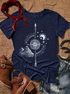 Sea Blue Compass Print T-Shirt