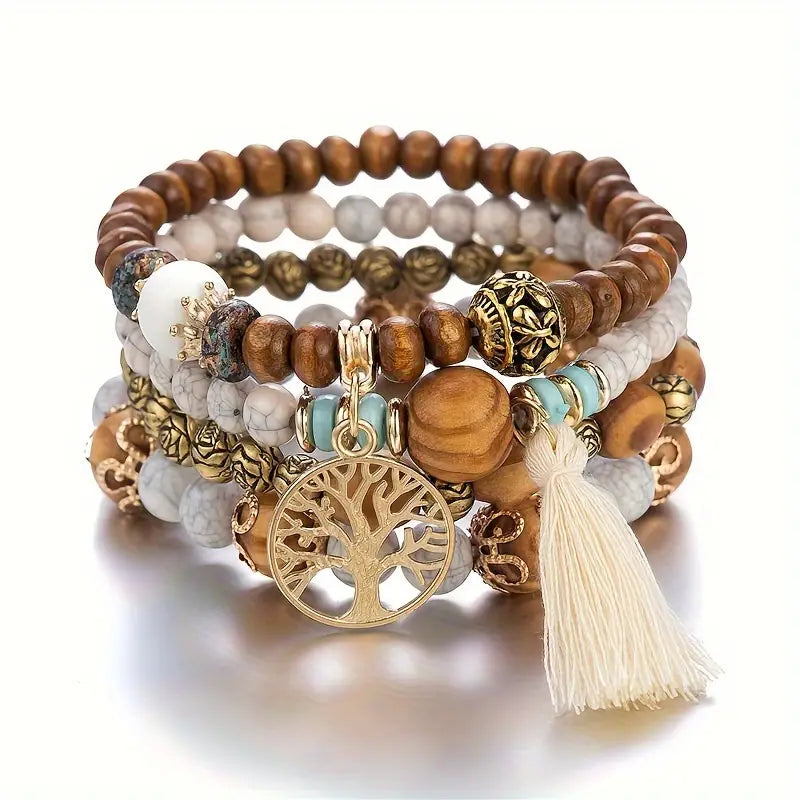 Beige Boho Layered Bracelet