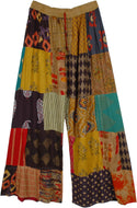 Hippy Patchwork Wide Leg Pants Yellow