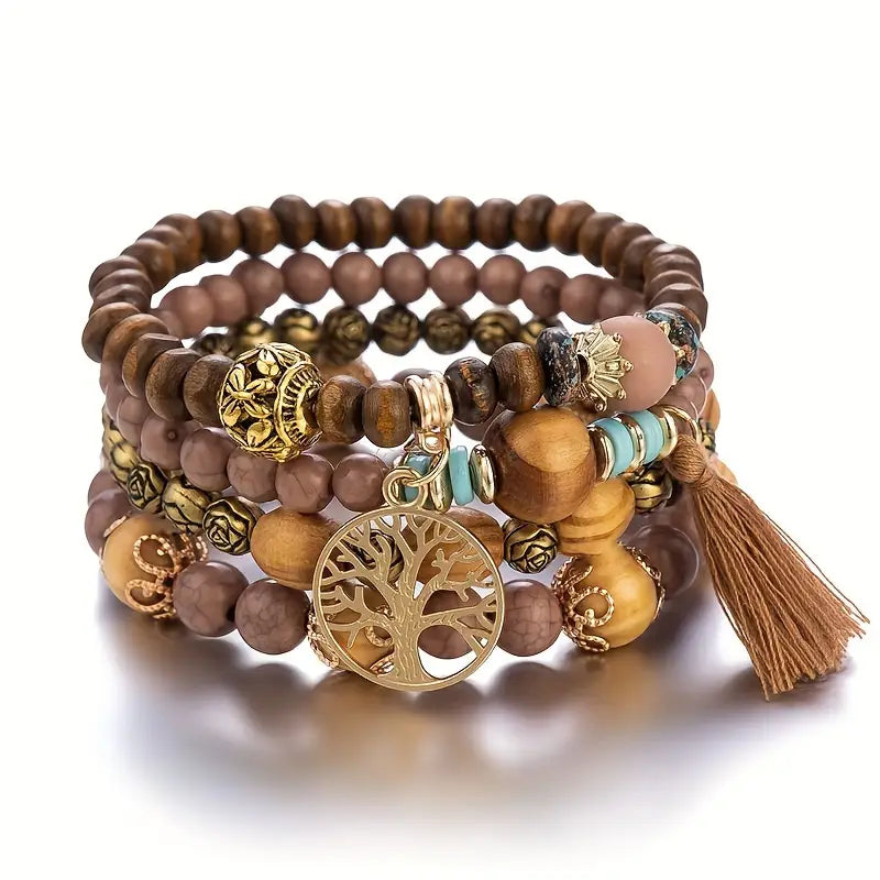 Light Brown Boho Layered Bracelet