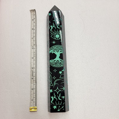 Black Obsidian Point With Tree Of Life