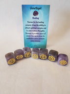 Amethyst Cubes With Chakra Symbols